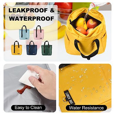 Lunch Insulated Bag, Thermal Leakproof Cooler Tote Bag with Side Pockets 9.1"x5.5"x8.7"