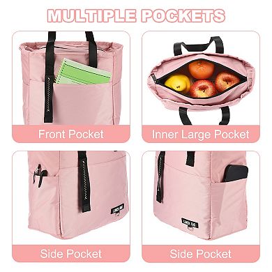 Lunch Insulated Bag, Thermal Leakproof Cooler Tote Bag with Side Pockets 9.1"x5.5"x8.7"