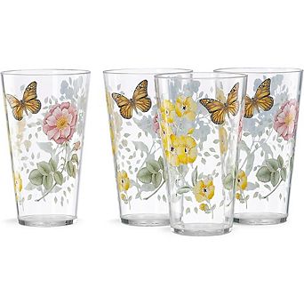 Acrylic Highball Glass Set, 4 Durable Tumblers for Cocktails & Drinks