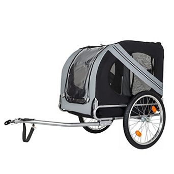 KWPZQEB Large Folding Bike Trailer for Dog, All-Terrain Pet Carrier w/ Steel Frame for Outdoor