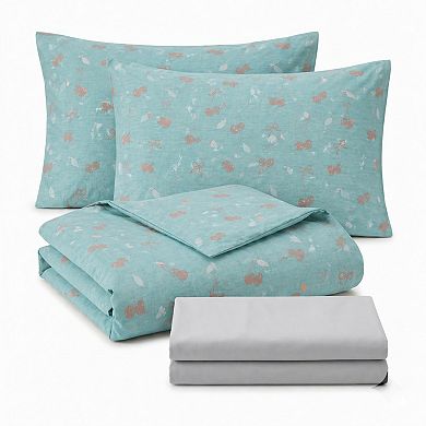 4-Piece Cotton Bedding Set with Cherry Print Duvet Cover and Pillowcases