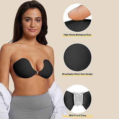 Women's Amazing Adhesive Strapless Backless Bra Reusable Sticky Push-up Bra with Nipple Covers