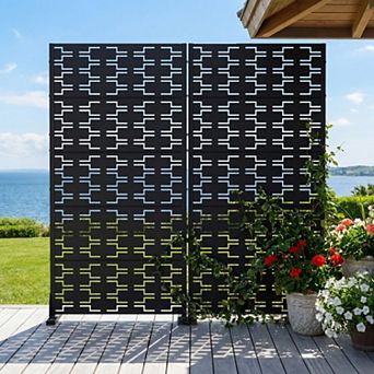5' x 2.5' Black Metal Outdoor Privacy Screen( Set of 2)