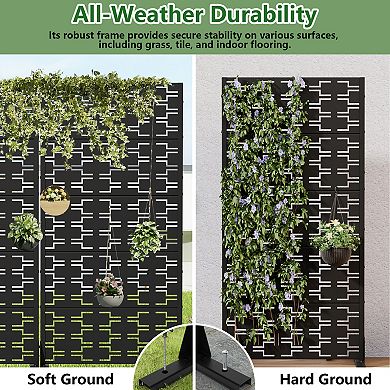 5' x 2.5' Black Metal Outdoor Privacy Screen( Set of 2)
