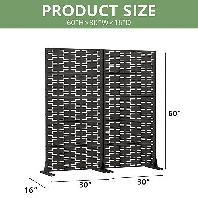 5' x 2.5' Black Metal Outdoor Privacy Screen( Set of 2)