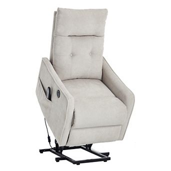 KWPZQEB Chenille Single Motor Power Lift Recliner Chair with Massage & Heat, Built-in USB Charging
