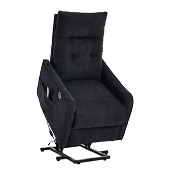 KWPZQEB Chenille Single Motor Power Lift Recliner Chair with Massage & Heat, Built-in USB Charging