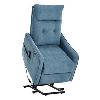 KWPZQEB Chenille Single Motor Power Lift Recliner Chair with Massage & Heat, Built-in USB Charging