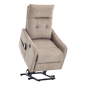 KWPZQEB Chenille Single Motor Power Lift Recliner Chair with Massage & Heat, Built-in USB Charging