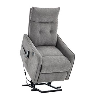 KWPZQEB Chenille Single Motor Power Lift Recliner Chair with Massage & Heat, Built-in USB Charging