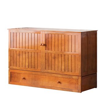 Mjkone Queen Murphy Cabinet Bed with Tri-Fold Mattress & Charging Station