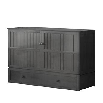 Mjkone Queen Murphy Cabinet Bed with Tri-Fold Mattress & Charging Station