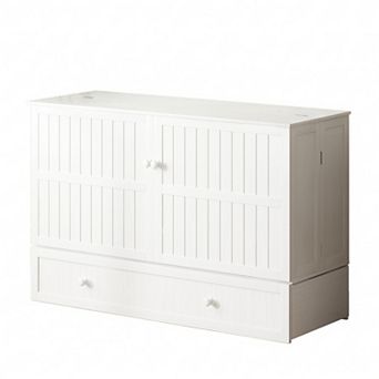 Mjkone Queen Murphy Cabinet Bed with Tri-Fold Mattress & Charging Station