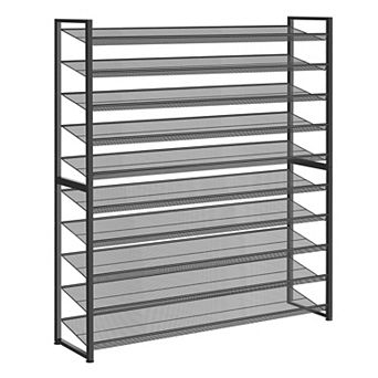 10 tier Metal Shoe Rack Holds 62 Pairs Stackable Shoe Organizer for Entryway or Closet Black
