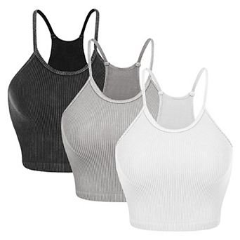 3-Pack Women’s Ribbed Crop Tank Tops