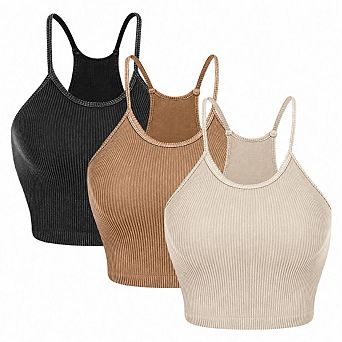 3-Pack Women’s Ribbed Crop Tank Tops