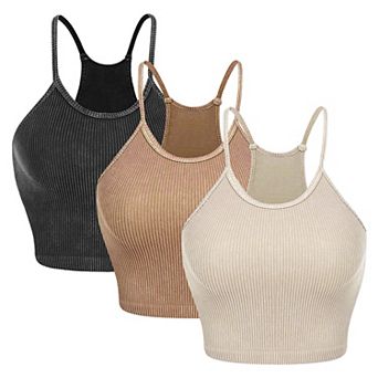 3-Pack Women’s Ribbed Crop Tank Tops