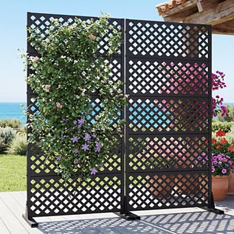 Laurence 4.9 ft x2.5 ft Black Metal Privacy Screen (Set of 2)
