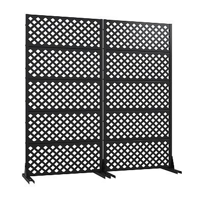Laurence 4.9 ft x2.5 ft Black Metal Privacy Screen (Set of 2)