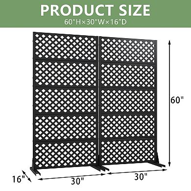 Laurence 4.9 ft x2.5 ft Black Metal Privacy Screen (Set of 2)