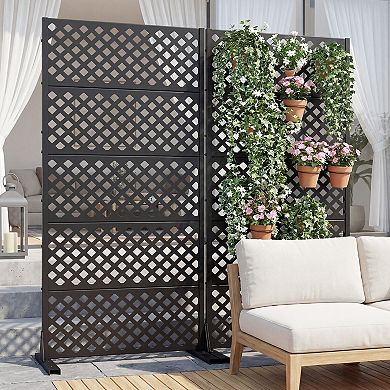Laurence 4.9 ft x2.5 ft Black Metal Privacy Screen (Set of 2)