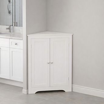 Lufeiya Freestanding Narrow Floor Corner Cabinet with 2 Doors and Adjustable Shelf