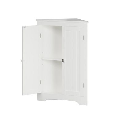 Lufeiya Freestanding Narrow Floor Corner Cabinet with 2 Doors and Adjustable Shelf