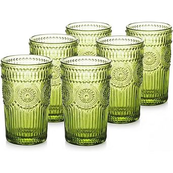 6 pc Highball Glass Set Thick Lead-Free Tumblers for Drinks