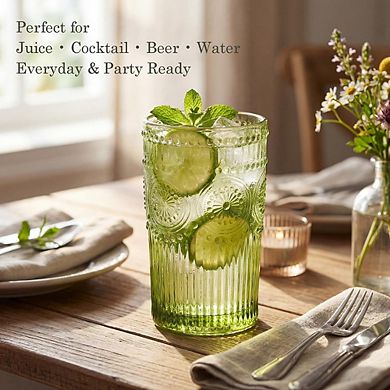 6-Piece Highball Glass Set Thick Lead-Free Tumblers for Drinks