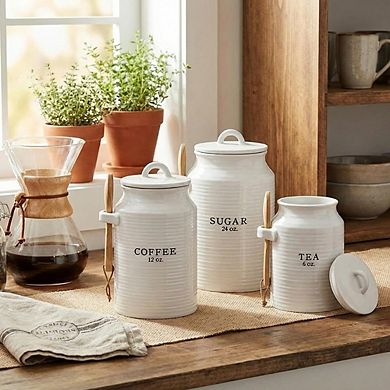 Ceramic Kitchen Canister Set for Coffee, Tea & Sugar Storage