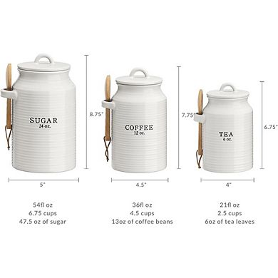 Ceramic Kitchen Canister Set for Coffee, Tea & Sugar Storage