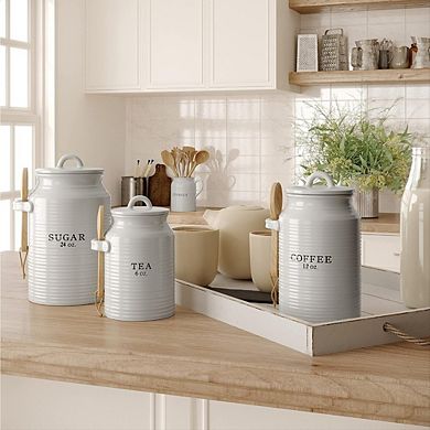 Ceramic Kitchen Canister Set for Coffee, Tea & Sugar Storage