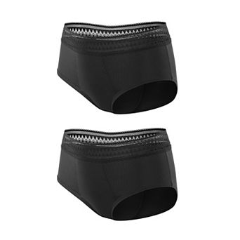 Carer 2-Pack Lace Period Underwear for Women Leakproof Absorbency Menstrual Panties Washable