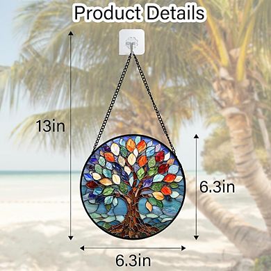 Stained Glass Sun Catcher Colorful Diamond Glass Window Hanging with Chain