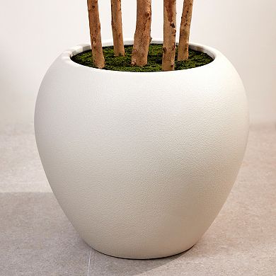 Artificial Olive Tree with Natural Wood Trunk and Planter - VeriNatural