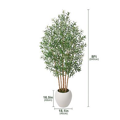 Artificial Olive Tree with Natural Wood Trunk and Planter - VeriNatural