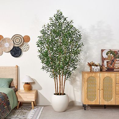 Artificial Olive Tree with Natural Wood Trunk and Planter - VeriNatural