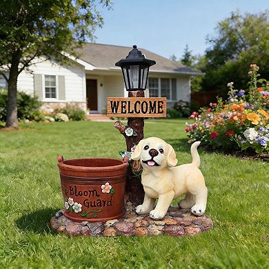 KWPZQEB Welcome Dogs Solar Planter Decor for Outdoor Garden, Yard