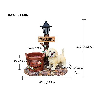 KWPZQEB Welcome Dogs Solar Planter Decor for Outdoor Garden, Yard