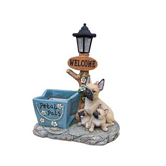 KWPZQEB Welcome Dogs Solar Planter Decor for Outdoor Garden, Yard