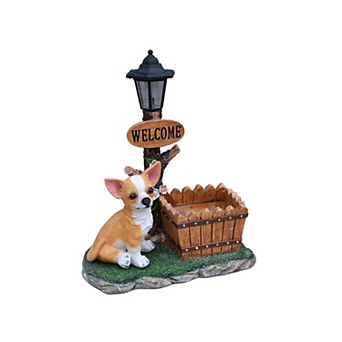 KWPZQEB Welcome Dogs Solar Planter Decor for Outdoor Garden, Yard
