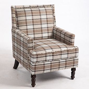 KWPZQEB Vintage Armchair, Cotton Linen Accent Upholstered Chair with Gourd Legs for Living Room