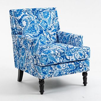 KWPZQEB Vintage Armchair, Cotton Linen Accent Upholstered Chair with Gourd Legs for Living Room