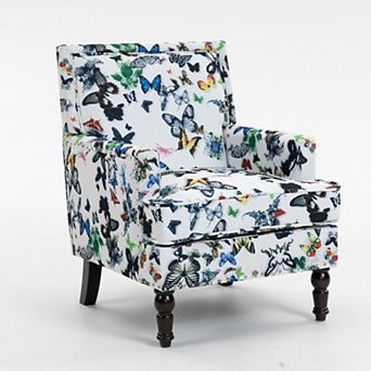 KWPZQEB Vintage Armchair, Cotton Linen Accent Upholstered Chair with Gourd Legs for Living Room