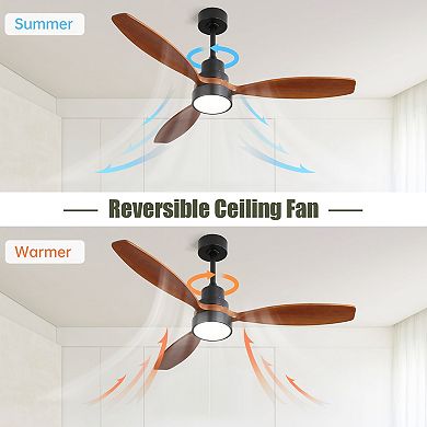 Circuit Terra 52 Inch Integrated LED Ceiling Fan with Light Solid Wood Blades 6 Speeds