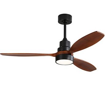Circuit Terra 52 Inch Integrated LED Ceiling Fan with Light Solid Wood Blades 6 Speeds