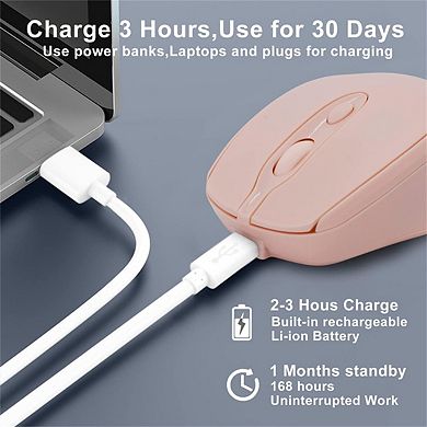 Wireless Bluetooth Mouse - 2.4G Dual Mode Silent Rechargeable Mouse, Quiet Click, USB Receiver