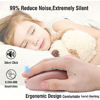 Wireless Bluetooth Mouse - 2.4G Dual Mode Silent Rechargeable Mouse, Quiet Click, USB Receiver