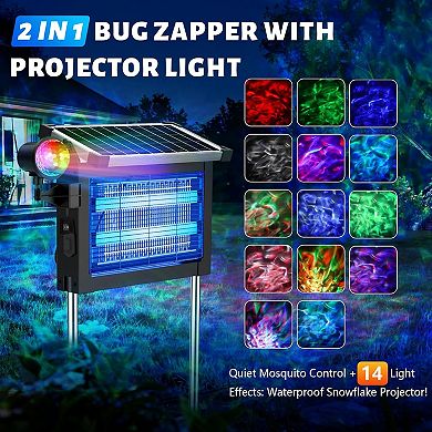 2-in-1 Outdoor Rechargeable 4500V Mosquito Zapper with Projection Light, Type-C Charging