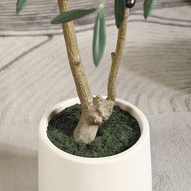7-ft. Artificial Olive Tree with Pot, Potted Fake Olive Plant for Indoor Home Decor - VeriNatural
